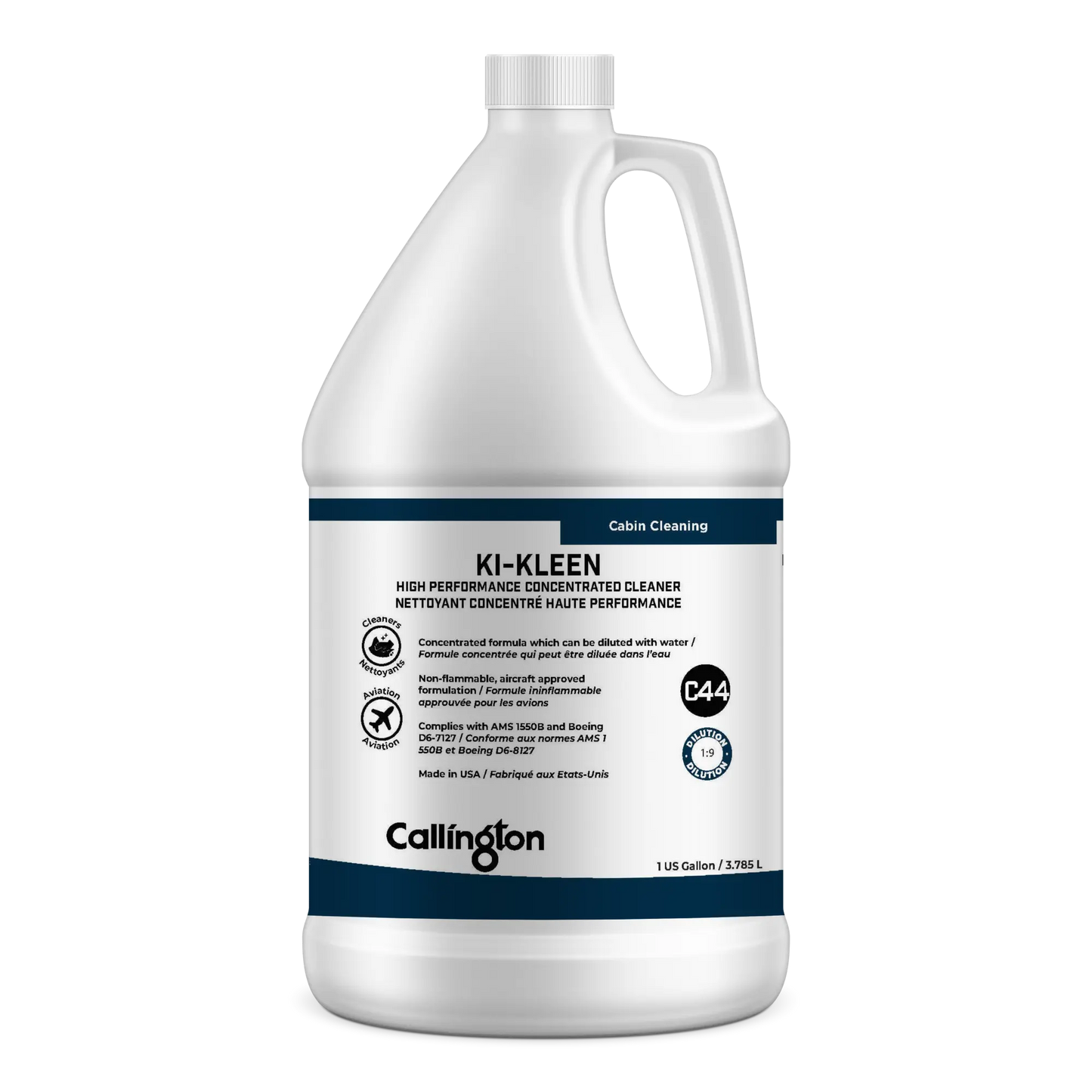 Ki-Kleen™ - Concentrated Multipurpose Cleaner for Aircraft Cabins, 1 gal bottles, 4 bottles per case (Sold as a case) Callington