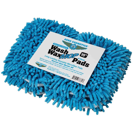 Waterless Wash Wax Mop 15" Pads 4-Pack - Blue Wash Wax ALL