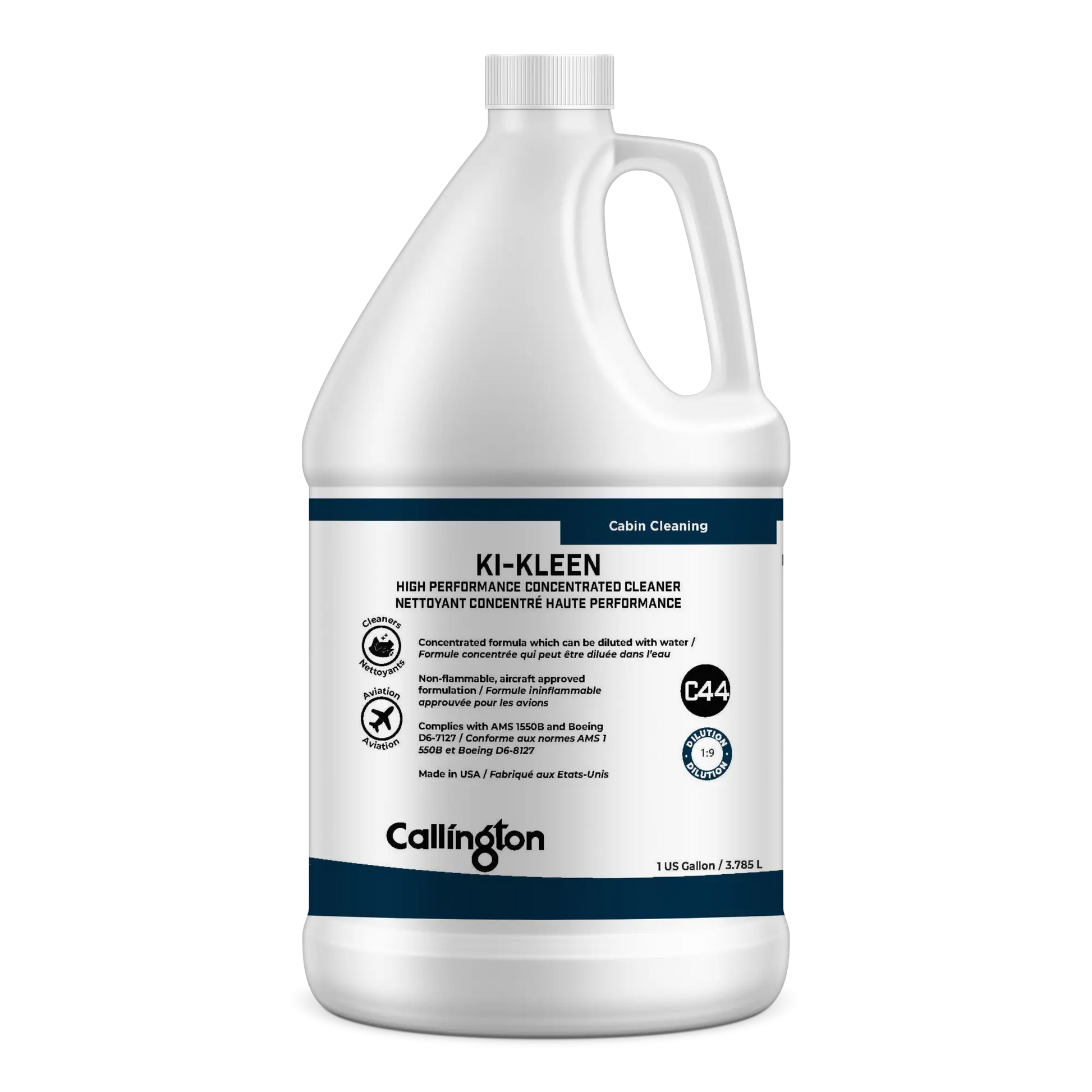 Ki-Kleen™ - Concentrated Multipurpose Cleaner for Aircraft Cabins, 1 gal bottles, 4 bottles per case (Sold as a case) Callington