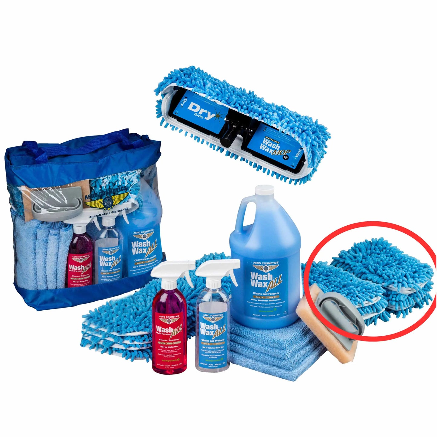 Waterless Mop Kit 15" w/ Easy Reach Shur-Line Pole for RVs & Aircraft Wash Wax ALL