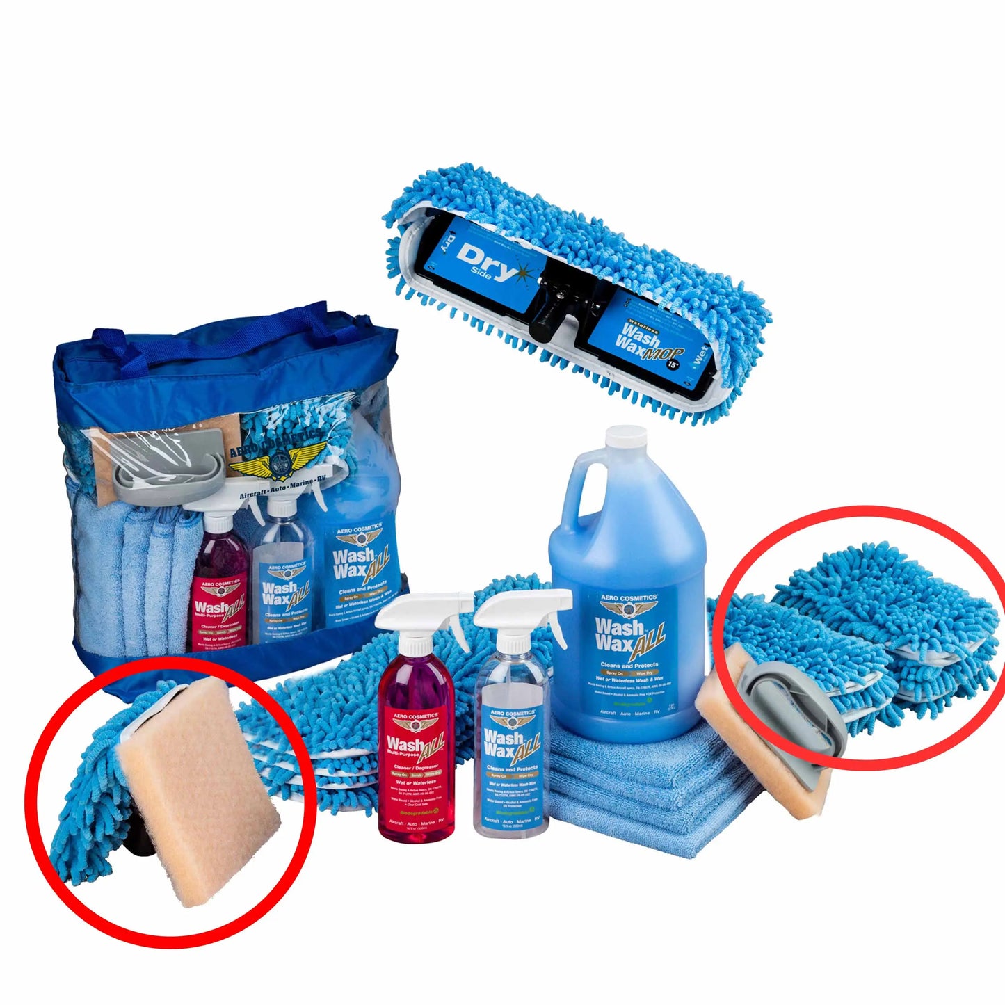 Waterless Mop Kit 15" w/ Easy Reach Shur-Line Pole for RVs & Aircraft Wash Wax ALL