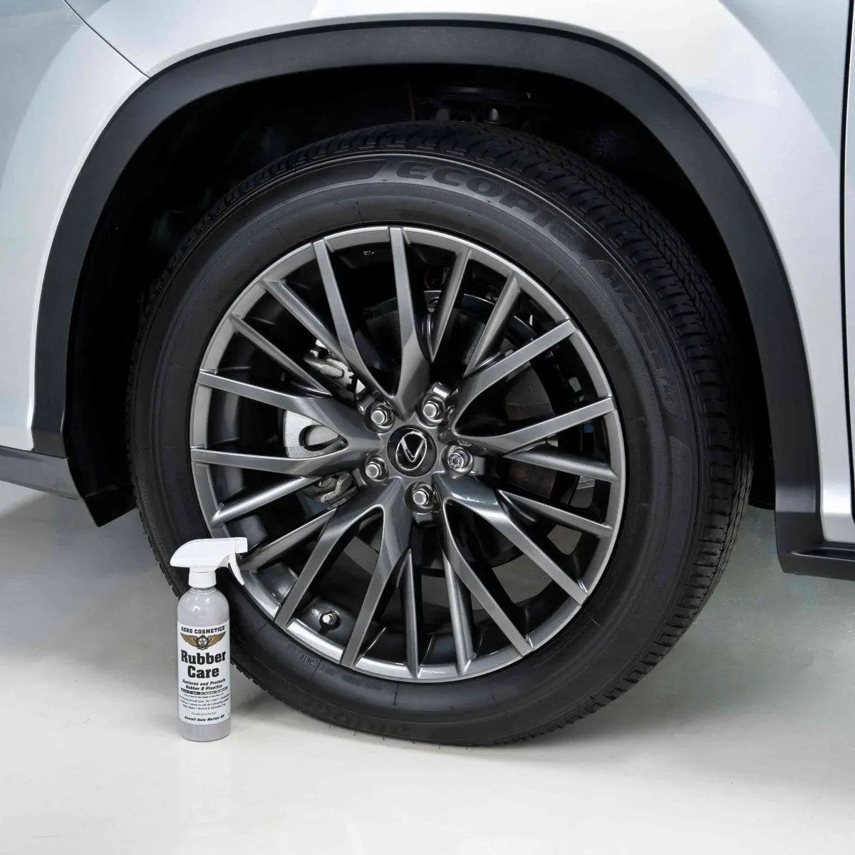 Tire Care Kit - Tire Soap 16oz, Rubber Care 16oz, Tire Brush, Aero Microfiber Towels, and Rubber Care Applicator. Wash Wax ALL