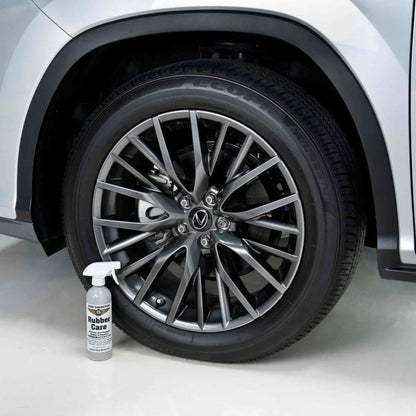 Tire Care Kit - Tire Soap 16oz, Rubber Care 16oz, Tire Brush, Aero Microfiber Towels, and Rubber Care Applicator. Wash Wax ALL