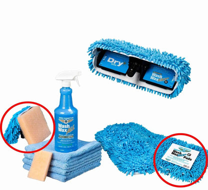 Basic Waterless Mop Kit 15" w/ Easy Reach Shur-Line Pole for RVs & Aircraft Wash Wax ALL