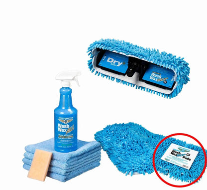 Basic Waterless Mop Kit 15" w/ Easy Reach Shur-Line Pole for RVs & Aircraft Wash Wax ALL
