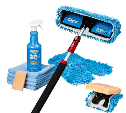 Basic Waterless Mop Kit 15" w/ Easy Reach Shur-Line Pole for RVs & Aircraft Wash Wax ALL