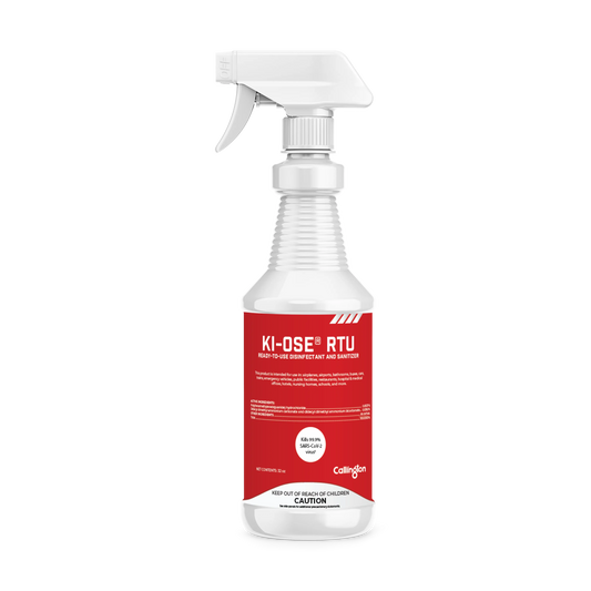 Spray bottle with red label on a white background