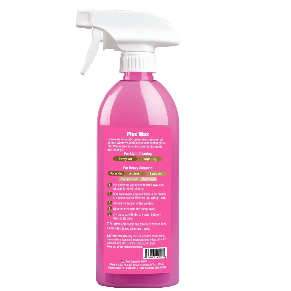 Plex Wax 16 Fl. oz - Aircraft Window & Instrument Cleaner Wash Wax ALL