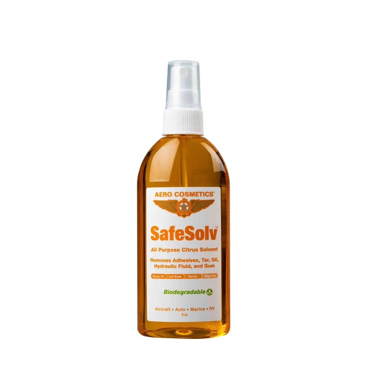 SafeSolv 8 Fl. oz - Adhesives, Tar, Oil, Hydraulic Fluid and Gum Remover Wash Wax ALL