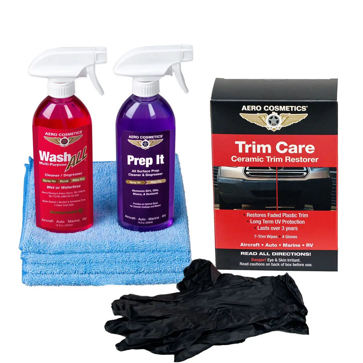 Trim Care Ceramic Restoration Wipes Kit - Faded Plastic Trim Restorer Wash Wax ALL