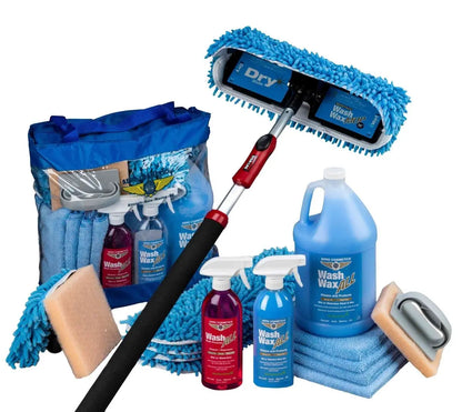 Waterless Mop Kit 15" w/ Easy Reach Shur-Line Pole for RVs & Aircraft Wash Wax ALL