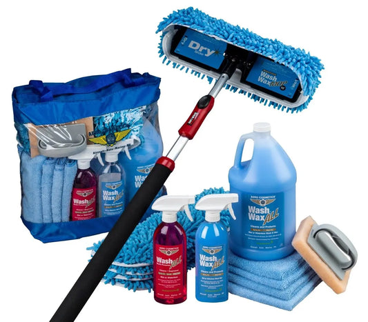 Waterless Mop Kit 15" w/ Easy Reach Shur-Line Pole for RVs & Aircraft Wash Wax ALL