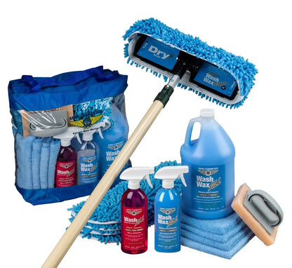 Waterless Mop Kit 15" w/ Easy Reach Shur-Line Pole for RVs & Aircraft Wash Wax ALL