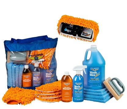 Wet or Waterless Mop Kit 10" w/ Easy Reach Shur-Line Pole for RVs & Aircraft Wash Wax ALL