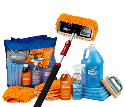 Wet or Waterless Mop Kit 10" w/ Easy Reach Shur-Line Pole for RVs & Aircraft Wash Wax ALL