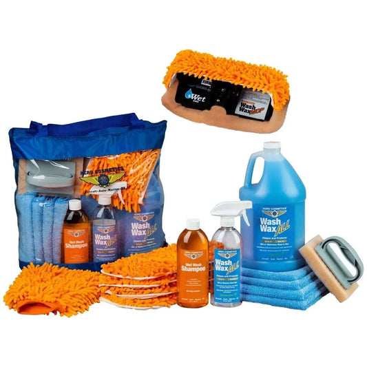 Wet or Waterless Mop Kit 10" w/ Easy Reach Shur-Line Pole for RVs & Aircraft Wash Wax ALL